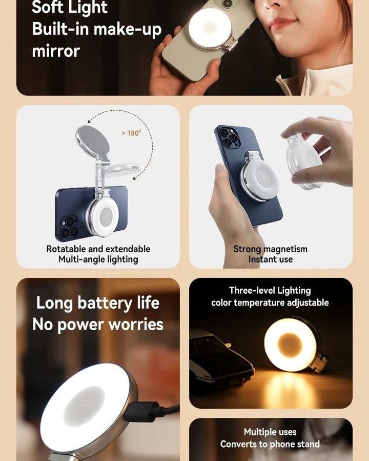 LED Mini Magnetic Phone Light for iPhone 12-15 Photography