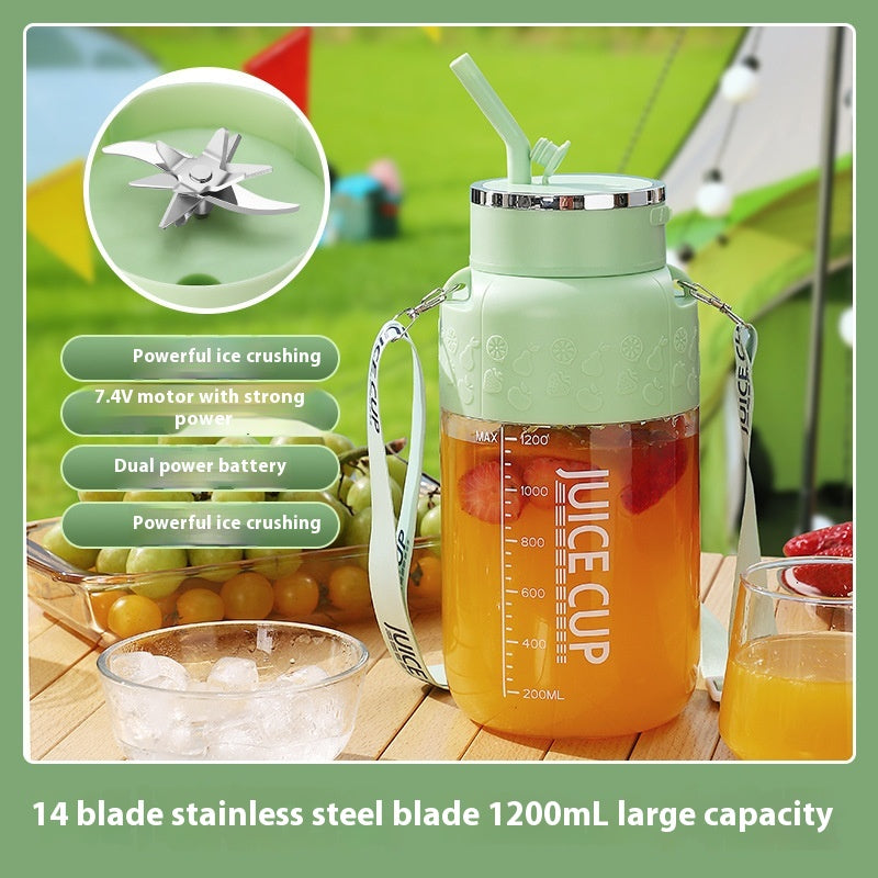 Portable Electric Juicer & Smoothie Blender Cup (1200ml) – 7.4V Motor & 14 Blades