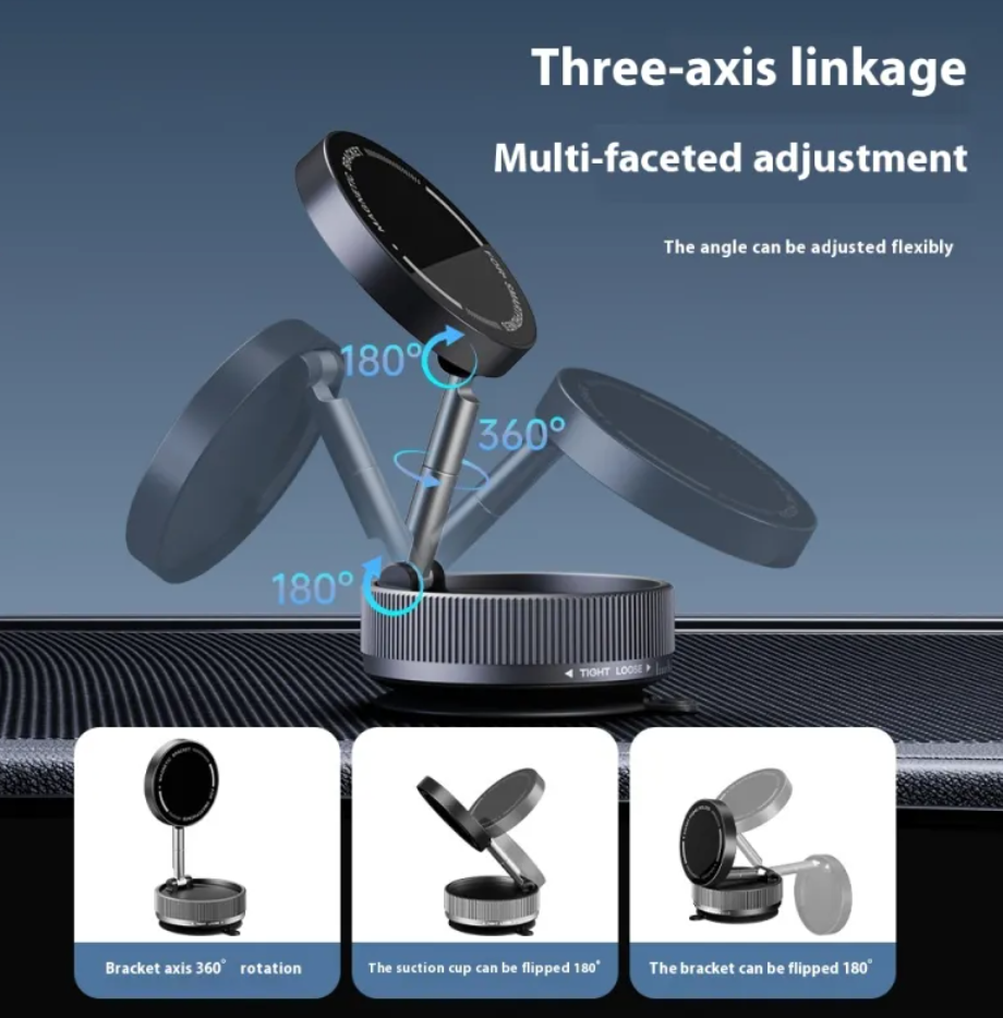 720° Swivel Magnetic & Vacuum Suction Phone Holder – Universal Car & Desk Mount