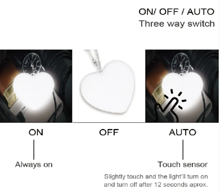 GlowXic Heart Touch Sensor LED Handbag Light – Portable Bag Charm Light
