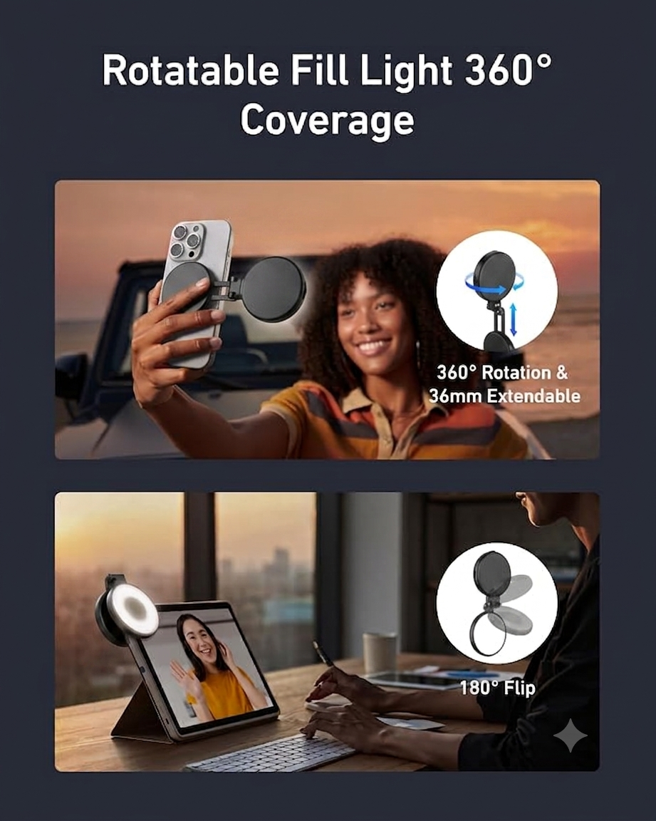LED Mini Magnetic Phone Light for iPhone 12-15 Photography