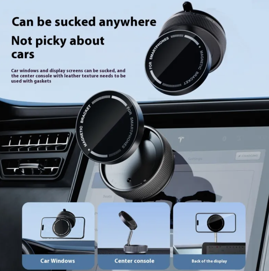 720° Swivel Magnetic & Vacuum Suction Phone Holder – Universal Car & Desk Mount