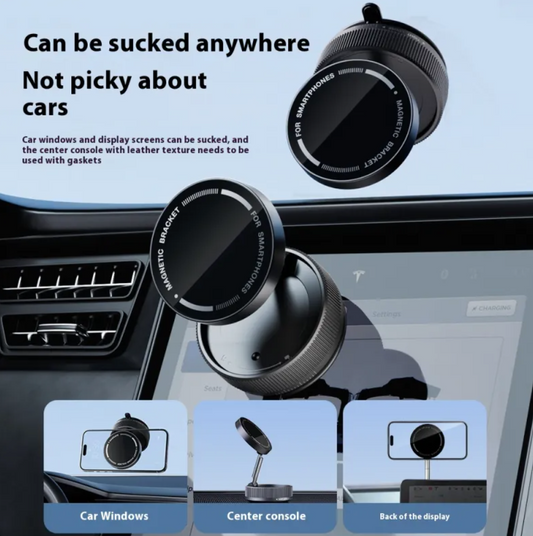 720° Swivel Magnetic & Vacuum Suction Phone Holder – Universal Car & Desk Mount
